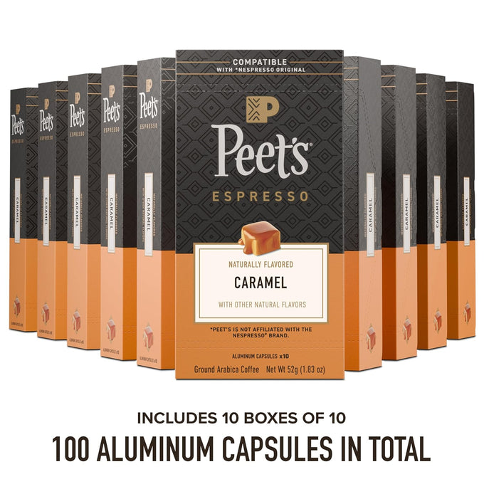 Peet's Coffee Espresso Capsules, Medium Roast, Caramel, 100 Count