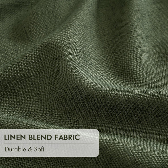 MIULEE Olive Green Pinch Pleated 100% Blackout Linen Curtains 40x84 Inches