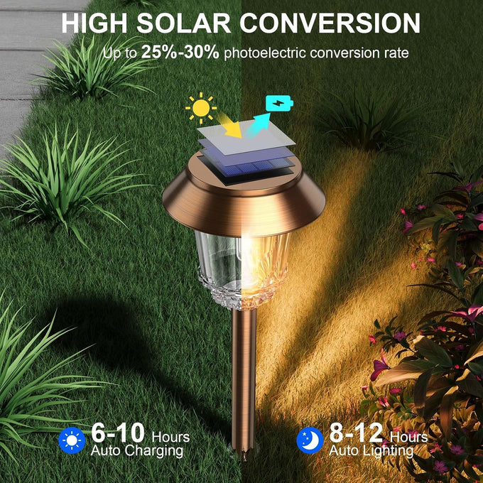 XMCOSY+ Solar Pathway Lights Outdoor, 6 Pack Solar Light Outdoor Waterproof