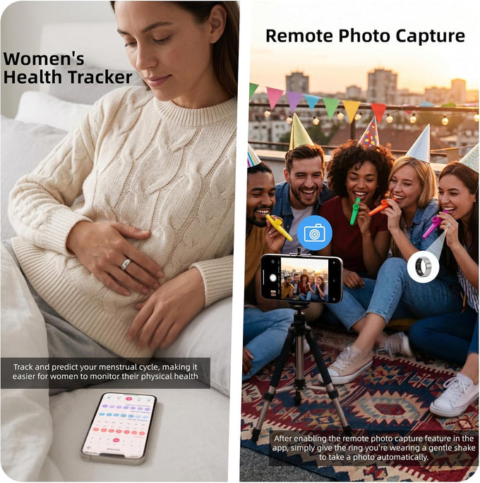 Smart Ring for Women & Men, Fitness Tracker Ring with Charging Case, Supports Heart Rate, HRV, Blood Oxygen, IP68 Waterproof, Sleep Tracking Ring for iOS and Android, No Subscription Fees(Silver 7)