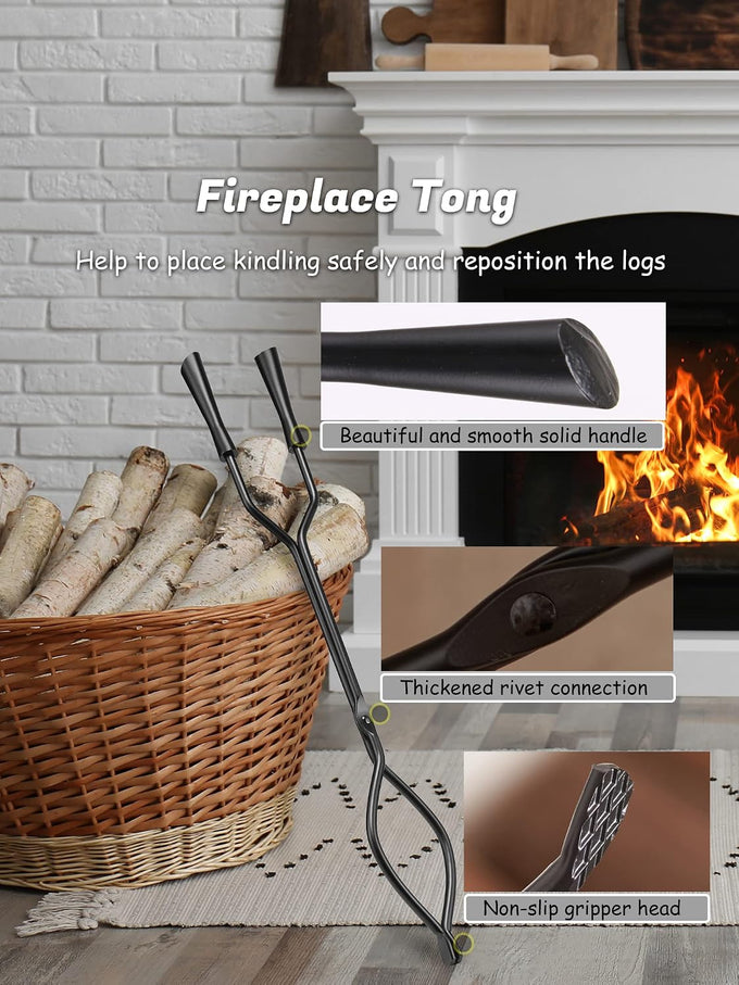 Lichamp Fireplace Tools Set, Modern Handle