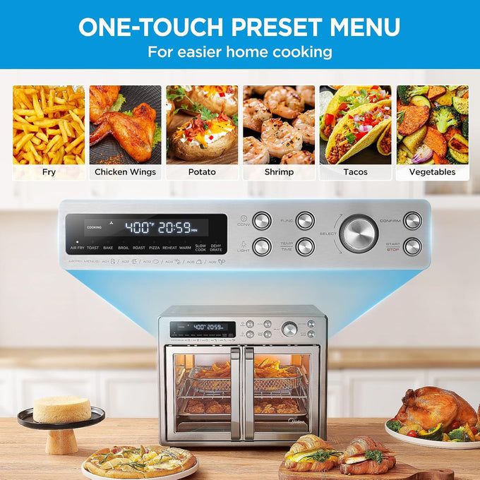 Midea Flexify Classic French Door Toaster Oven Air Fryer Combo, 26.4 QT