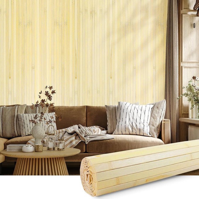 FONUNO Bamboo Wall Panel Bamboo Pole Wrap Roll for Interior Decoration