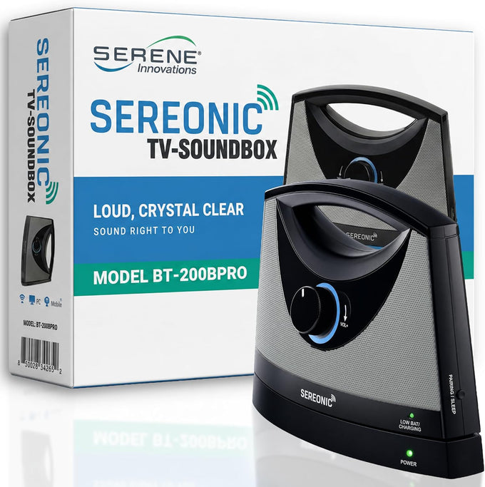 SEREONIC Portable Wireless Speakers for Smart TV - Ideal for TV Watching Without The Blaring Volume - Designed for Hard of Hearing, Elderly, and Seniors - 100ft Range