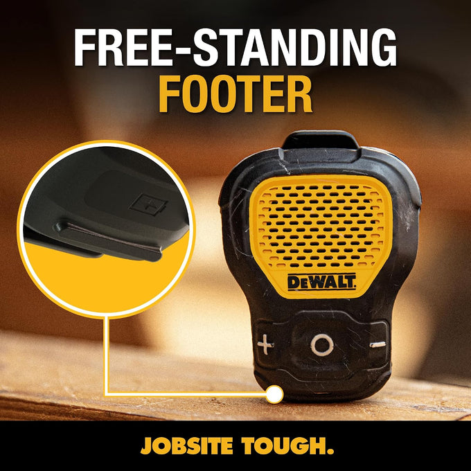DEWALT Mini Wearable Bluetooth Speaker, Clip-On Jobsite Pro (Yellow)