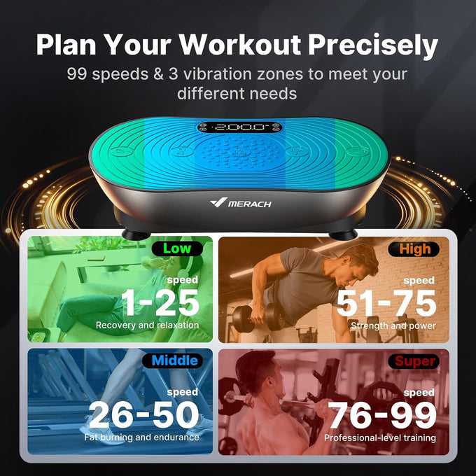 Merach V33 Pro Vibration Plate Exercise Machine with Touchscreen, 99 Speeds