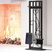 Kingson 5-Piece Heavy Duty Wrought Iron Fireplace Tool Set - Durable Indoor & Outdoor Fireplace Accessories with Decorative Black Finish - Stylish and Functional Hearth Décor for Fireplaces