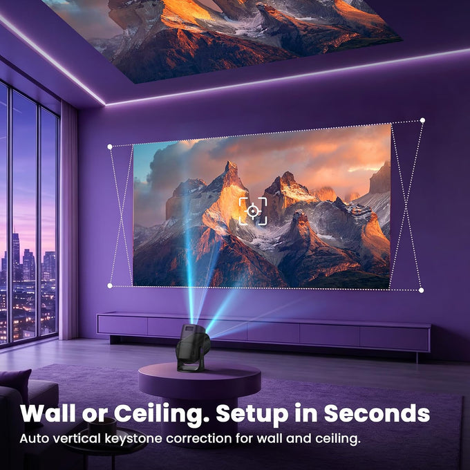 HAPPRUN Roku TV Smart Mini Projector with WiFi and Bluetooth for Portable