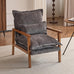 VINGLI Mid-Century Modern Cloud Accent Armchair with Lumbar Pillow, 6.3'' Thick Seat Cushion Comfortable Reading Chair with Wooden Armrests，Boho Lounge Chair for Bedroom, Living Room, Chenille, Grey