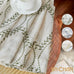 jinchan Boho Linen Curtains 63 Inch Green on Beige Grommet 2 Panels