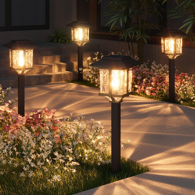 XMCOSY+ Solar Outdoor Lights Waterproof 6 Pack, 2-Tone Solar Garden Lights