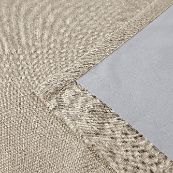 Vision Home Sand Pinch Pleated Full Blackout Curtains Linen Blended Room Darkening Window Curtains 84 inch for Living Room Bedroom Thermal Insulated Pinch Pleat Drapes with Hooks 2 Panel 40" Wx84 L