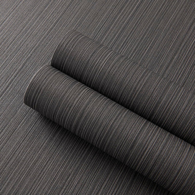 Black Grasscloth Self-Adhesive Wallpaper 23.6"x787"