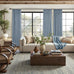 Jowels Blue Pleated Thick Linen Curtains 90 Inch Long for Living Room