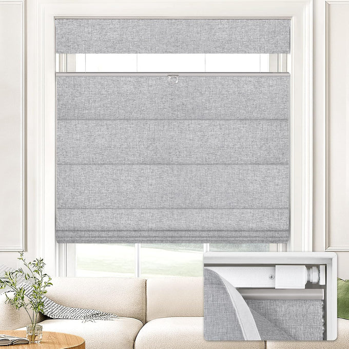 UNISHADES No Drill Top Down Bottom Up Roman Shades, 42×64in, Natural