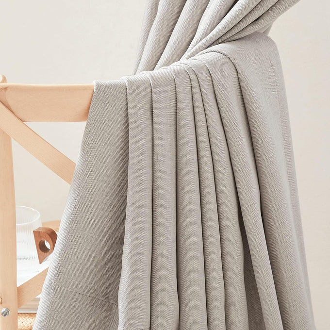 NICETOWN Living Room Curtains 2 Panels Sets Faux Linen Textured, Pinch Pleated Room Darkening Light/Heat Blocking Window Treatments Thermal Curtains for Bedroom, Angora, W50 x L102