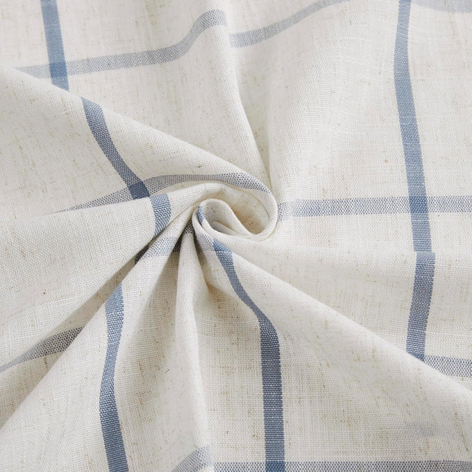 Cornflower Blue Plaid Pinch Pleated Semi Sheer Curtain, 40"Wx108"Lx2