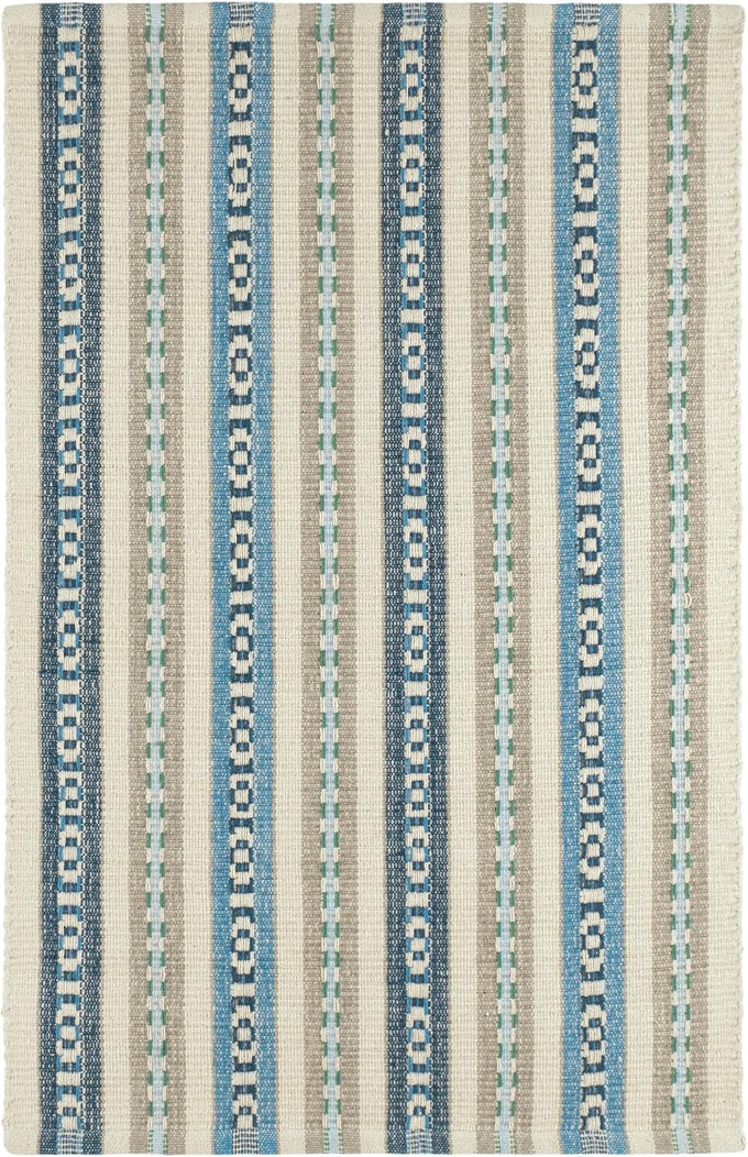 Dash & Albert Long Slade Teal Striped Handwoven Rug, 3'x5'