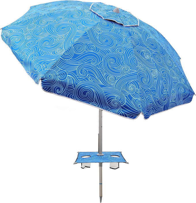 Jihfmo 7ft Cream/White Boho Fringe Beach Umbrella, 8mm Ribs, Sand Anchor