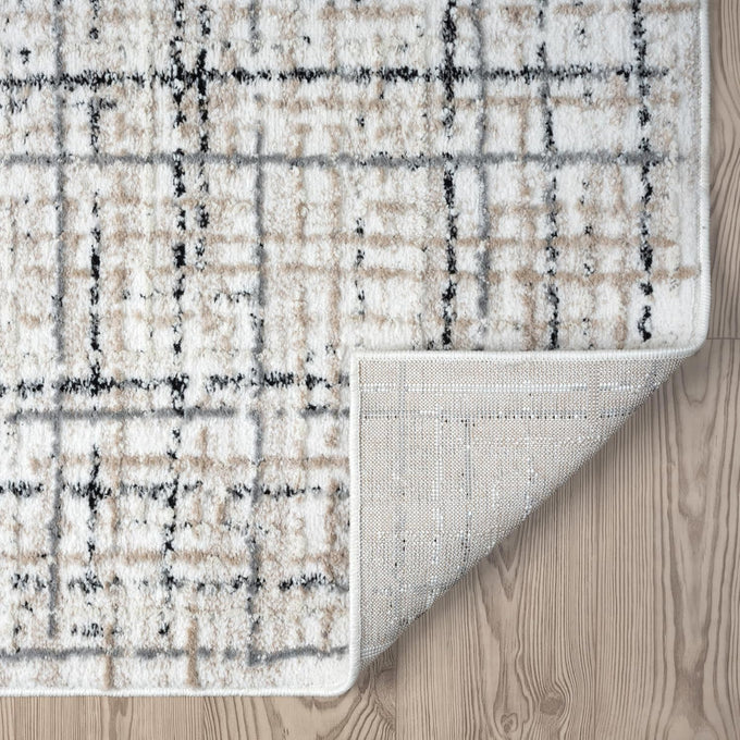 Abani Grey Area Rug for Living Room, Bedroom - Crosshatch Pattern- 4' x 6' -Durable & Easy to Clean