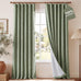 NICETOWN Farmhouse Linen Textured 100% Blackout Beige Curtains, Rustic 3-in-1 Header (Hooks/Tabs/Pocket) Thermal Drapes Room Darkening Window Treatments for Bedroom, 2 Panels, 52" W x 108" L