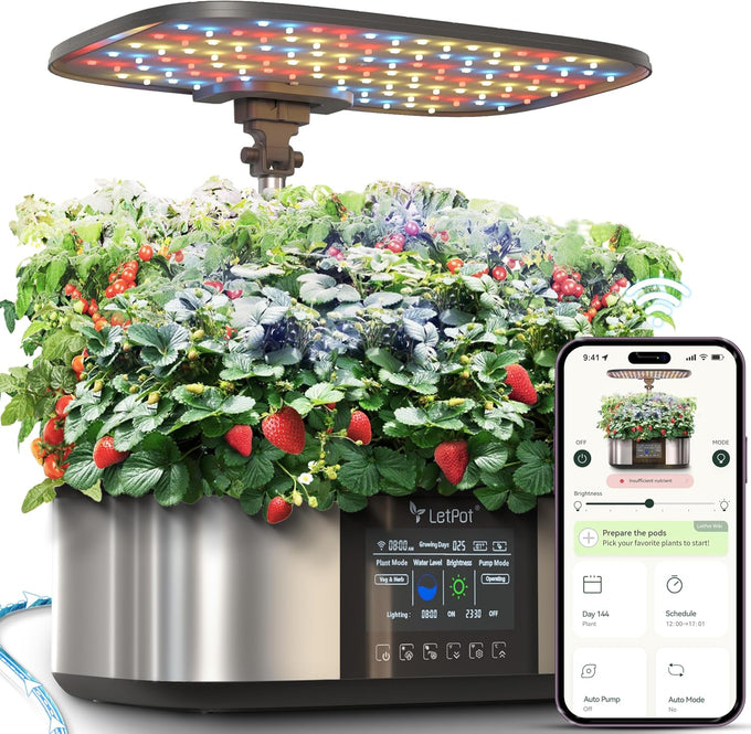 LETPOT LPH-SE Hydroponics Growing System, 12 Pods Smart Herb Garden Kit Indoor, Indoor Garden, APP & WiFi Controlled, with 24W Growing LED, 5.5L Water Tank, Pump System, Automatic Timer