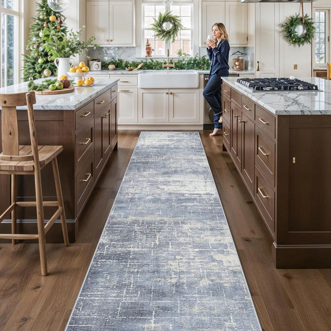 Washable Large 9x12 Area Rug - Living Room Oriental Non Slip Soft Rugs Indoor Low Pile Stain Resistant Carpet for Bedroom Dining Room Farmhouse Distressed Thin Home Decor Floor Mat (9x12 Beige)