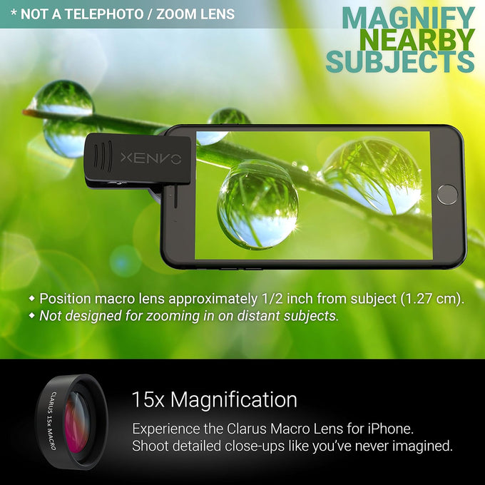 Xenvo Pro Lens Kit for iPhone and Android, Macro and Wide Angle Lens with LED Light and Travel Case Black
