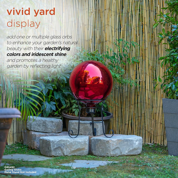 Alpine Corporation 10" Diameter Indoor Outdoor Glass Gazing Globe Yard Decor, Red
