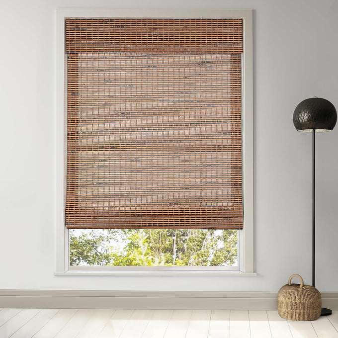 LazBlinds Cordless Bamboo Roman Shades, 34.5x48, Highfield Teak