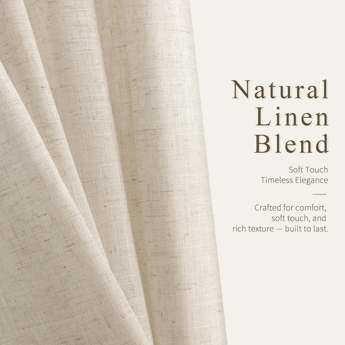 Hokibero Cream Grommet Linen Curtains 94 Inches Long for Living Room