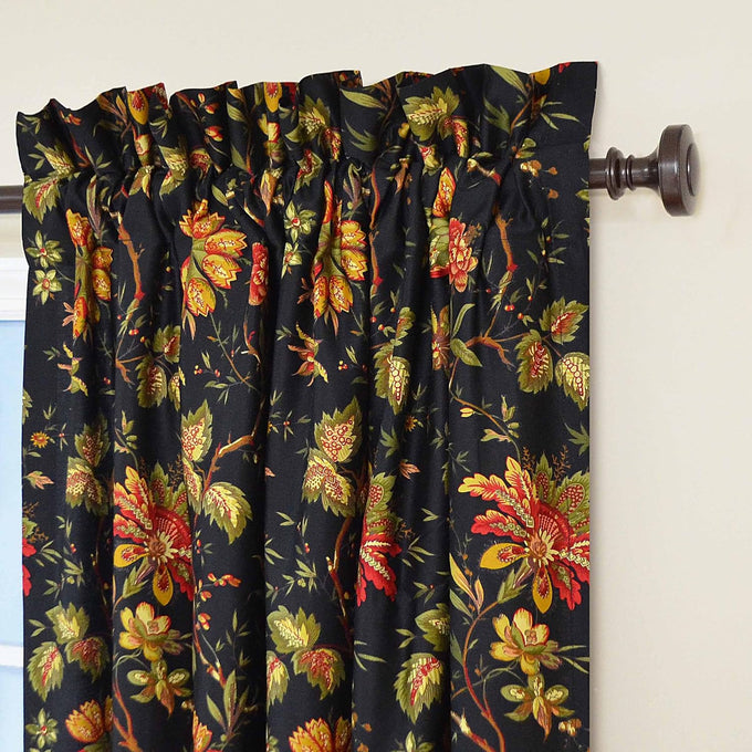 Waverly Felicite Noir Window Panel - 100% Cotton Sateen - 50" X 84"
