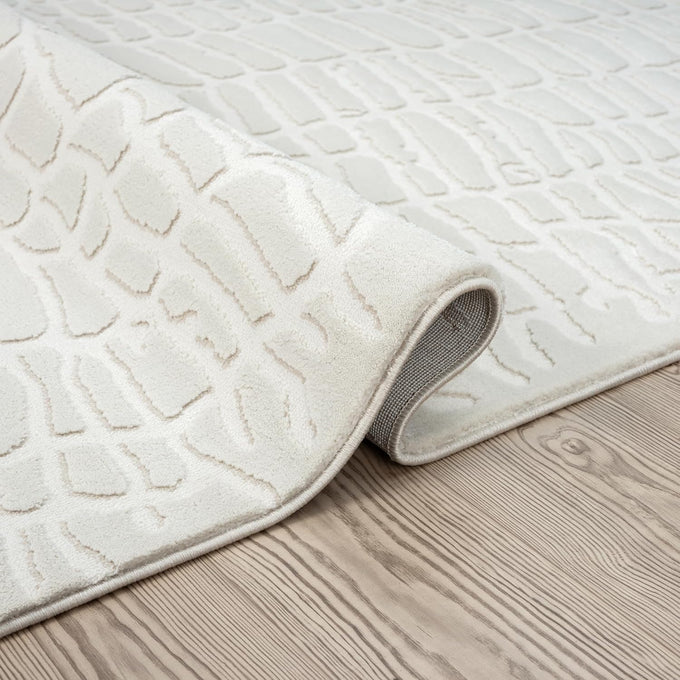 Abani Cream Area Rug for Living Room, Bedroom - Pebble Pattern - 4 x 6 - Durable & Easy to Clean