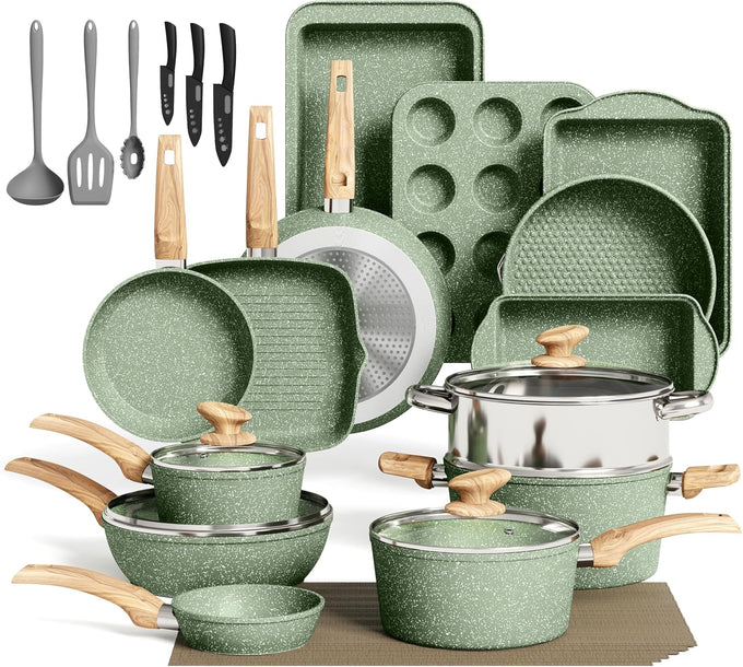 MAISON ARTS 30 Piece Pots and Pans Set, Kitchen Cookware Sets Non Stick
