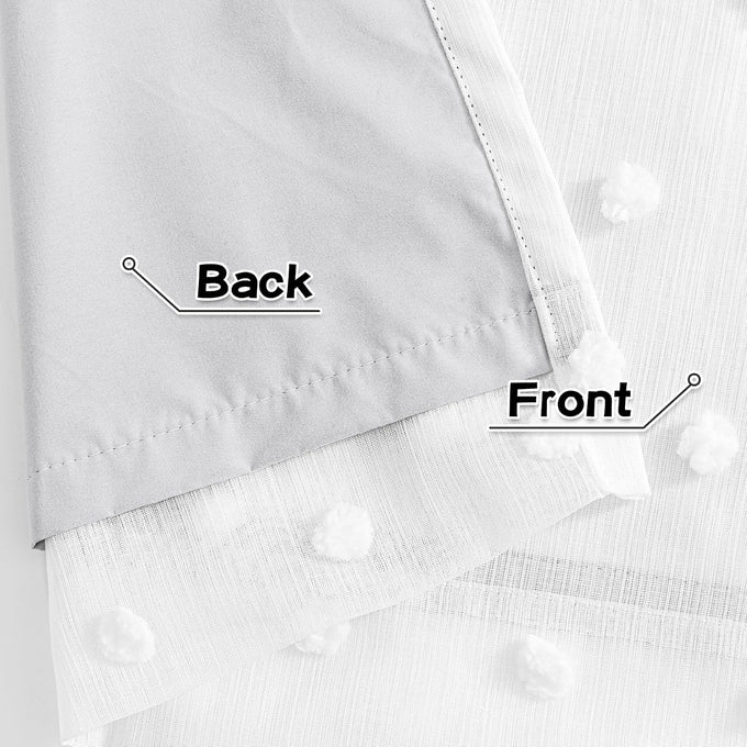 MYSKY HOME Blackout Curtains White Pom Pom for Kids Bedroom 54 Inch Pack-2