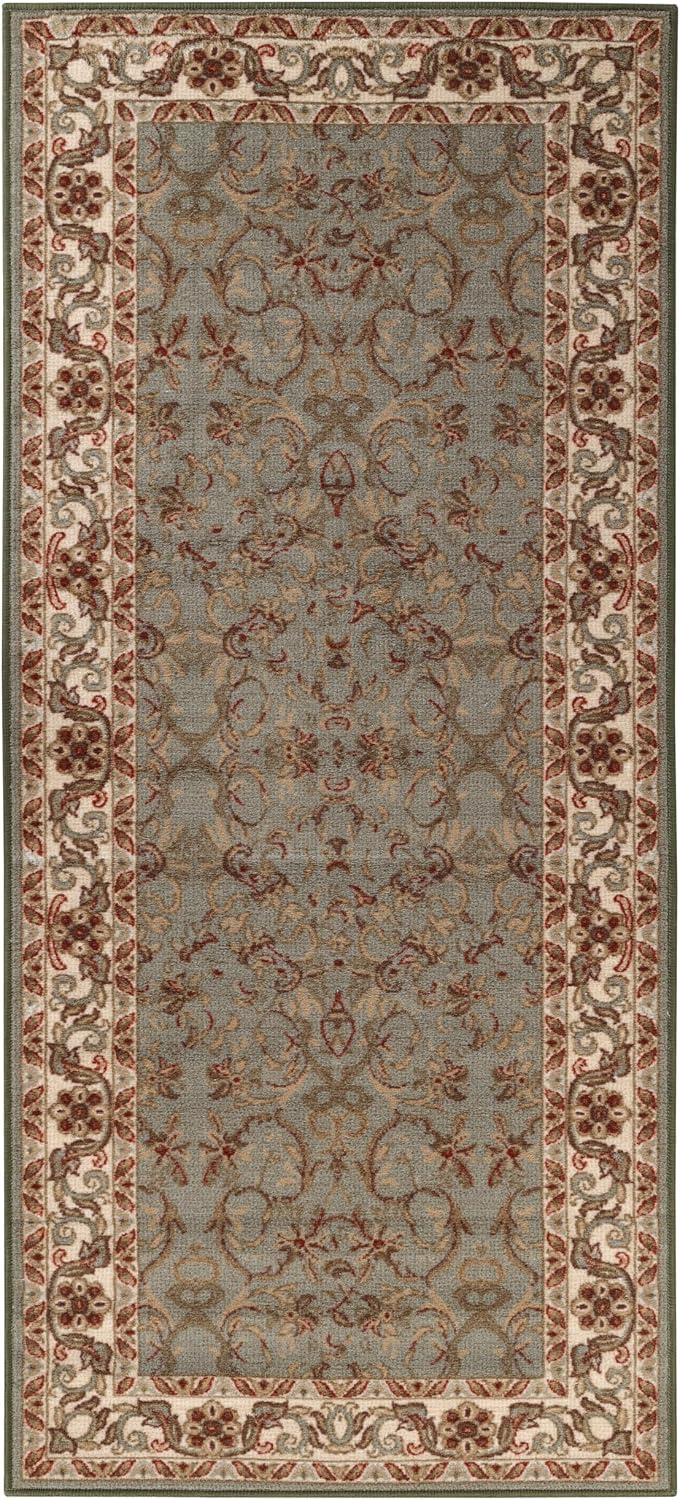 SUPERIOR Indoor Area Rug, Traditional Floral Scroll Décor,2'7"x8', Ivory