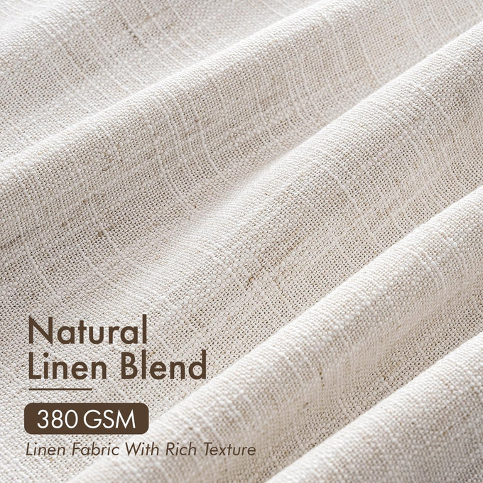 MIULEE 4 Panels Set Pinch Pleated Linen Curtains 96 Inch Long Natural
