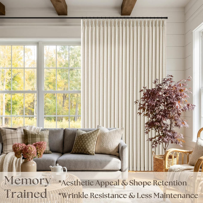 72 Inch Wide Curtains Extra Wide Pinch Pleated Thick Linen Drapes 72x102