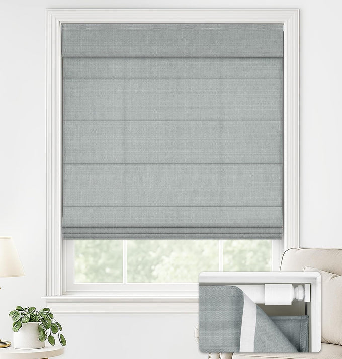 LazBlinds No Drill Roman Shades, Light Filtering, 46" W x 64" H, Off White