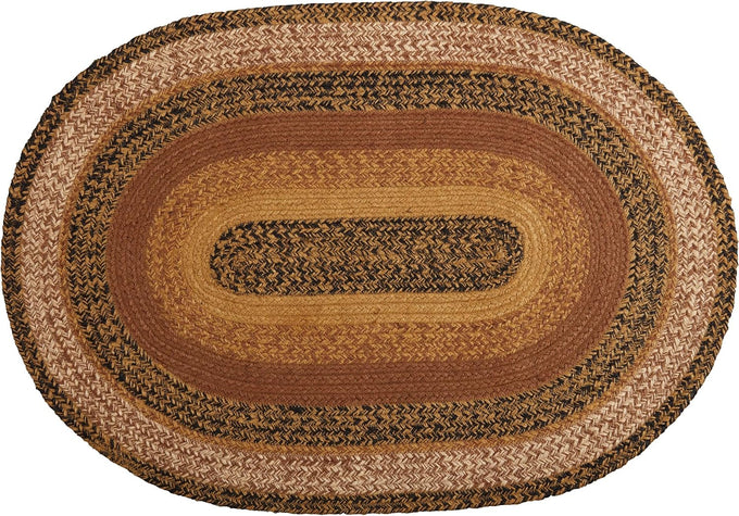 VHC Brands Kettle Grove Primitive Jute Black Striped Accent Rug Rectangle w/Floor Pad 24"x36"