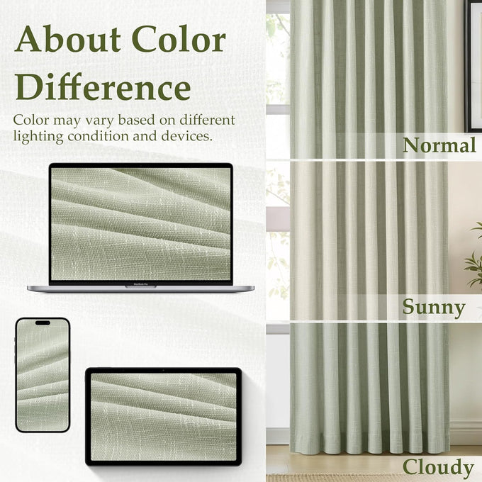 WEST LAKE Soft Green Pinch Pleated Light Filtering Curtains 90 Inches Long