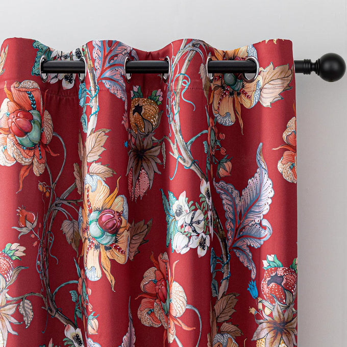 MYSKY HOME Floral 95% Blackout Curtains 108 inches Length 2 Panels Set Black Out Thermal Insulated Privacy Protect Vintage Spring Window Treatment Grommet Top for Living Room, 2 Pcs, Terracotta