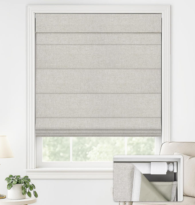 LazBlinds No Drill Roman Shades, Light Filtering, 46" W x 64" H, Off White