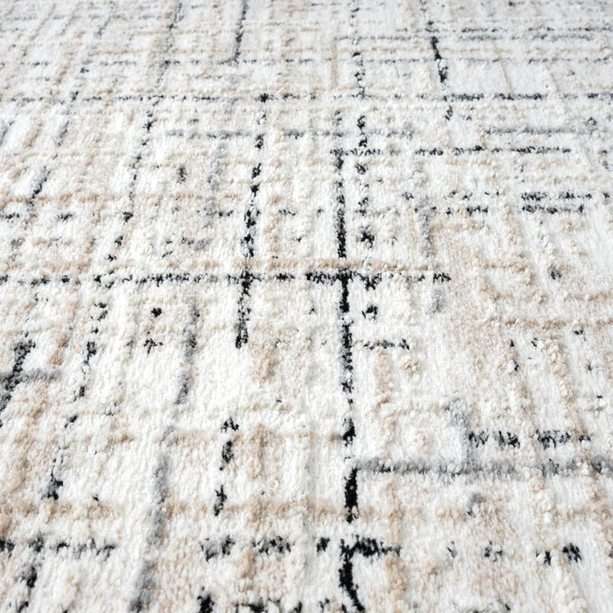 Abani Grey Area Rug for Living Room, Bedroom - Crosshatch Pattern- 4' x 6' -Durable & Easy to Clean