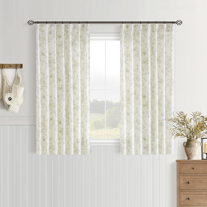 BILEEHOME Pleated Blue Curtains for Living Room Privacy Linen Drapes 40x90