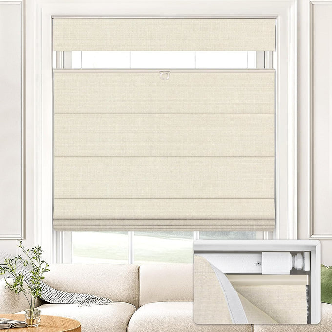 UNISHADES No Drill Top Down Bottom Up Roman Shades, 42×64in, Natural