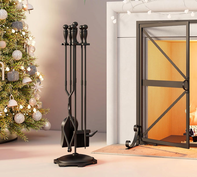 Fire Beauty 5Pcs Wrought Iron Fireplace Tools Indoor Outdoor Set