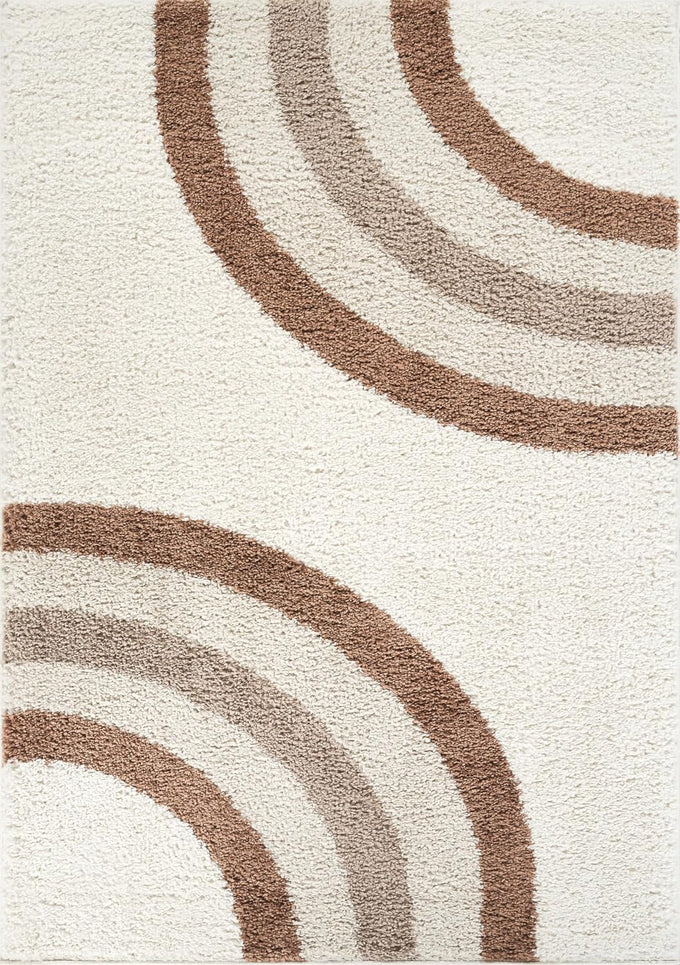 Abani Lisbon Collection Cream & Rust Area Rug, 4' x 6' – Geometric Design, Non-Shedding, Easy to Clean, Durable for Living Rooms, Bedrooms & Offices, Pet & Kid Friendly