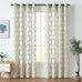 jinchan Boho Linen Curtains 63 Inch Green on Beige Grommet 2 Panels