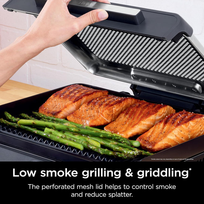 Ninja® Sizzle™ Indoor Grill & Griddle, 14'', 500°F, Grey/Silver, GR101